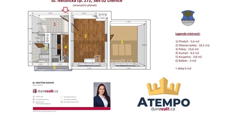 Pronájem bytu 2+1 52 m², Lhenice