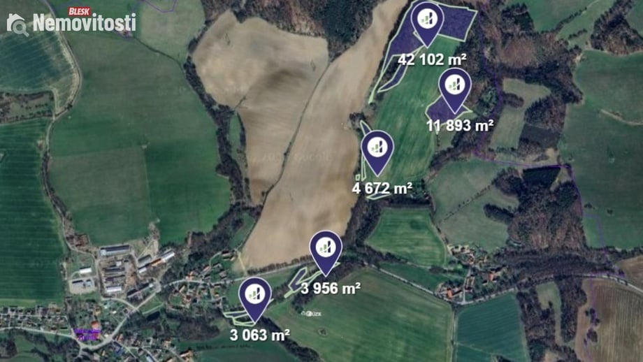 Prodej lesa 65 686 m², Petroupim