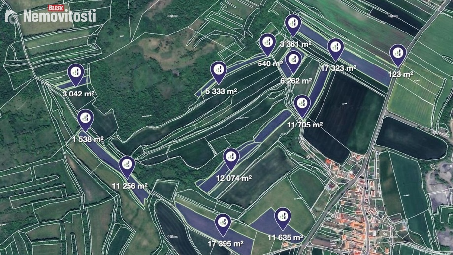 Prodej pole 204 161 m², Chraberce