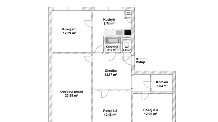 Prodej bytu 2+kk 51 m², Kuřim