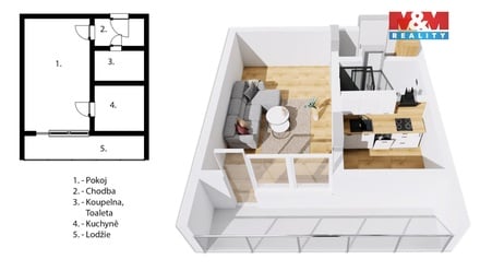Pronájem bytu 1+1 34 m², Praha 4