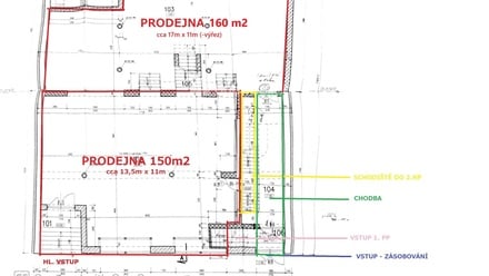 Pronájem obchodního prostoru 150 m², Hodonín