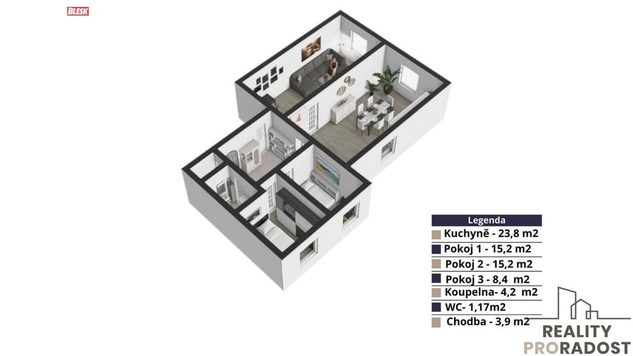 Prodej bytu 3+1 72 m², Praha 8