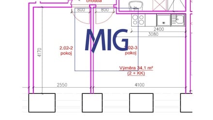 Pronájem bytu 2+kk 34 m², Brno - Veveří