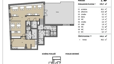 Prodej obchodního prostoru 144 m², Brno - Husovice