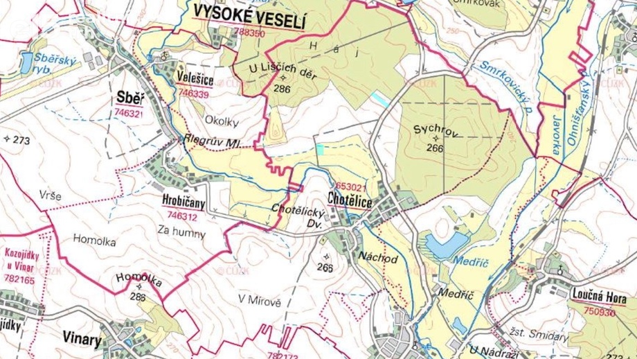 Prodej zemědělská půda, 18 591 m² - Smidary - Chotělice