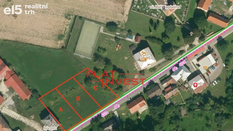 Prodej stavebního pozemku 1 150 m², Lužany