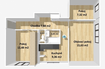 Prodej bytu 3+1 56 m², Stříbro