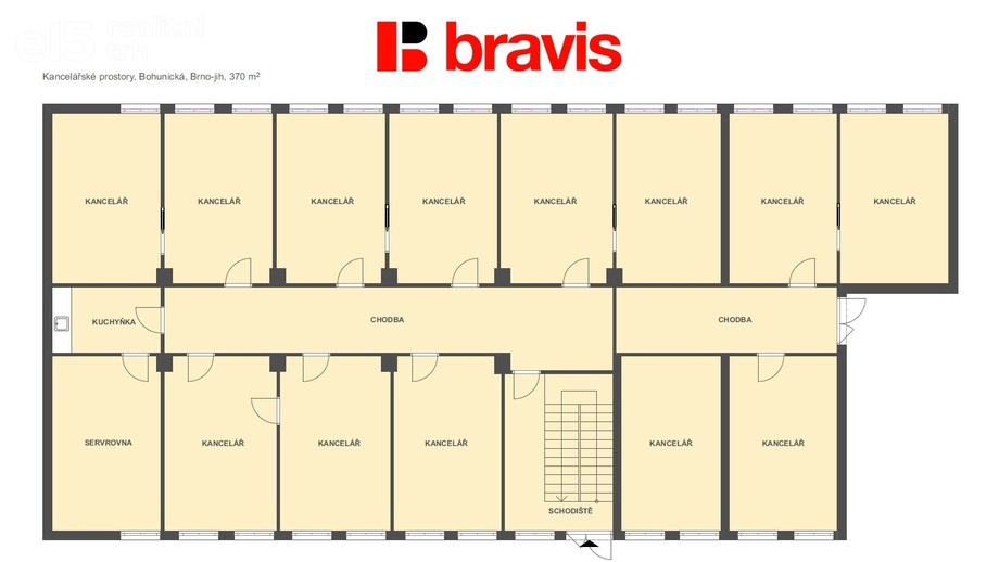 Pronájem kanceláře, 370 m² - Brno - Horní Heršpice