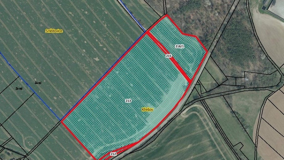 Prodej zemědělská půda, 44 321 m² - Snědovice - Křešov
