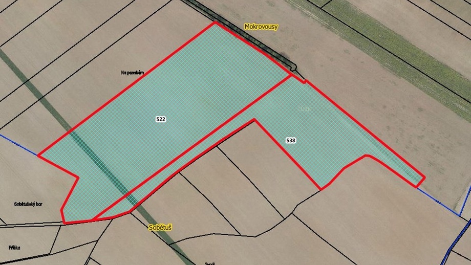 Prodej zemědělská půda, 46 821 m² - Mokrovousy