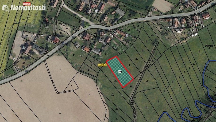 Prodej pole 2 154 m², Nechanice - Sobětuš