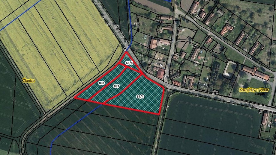 Prodej zemědělská půda, 12 959 m² - Vinary - Kozojídky