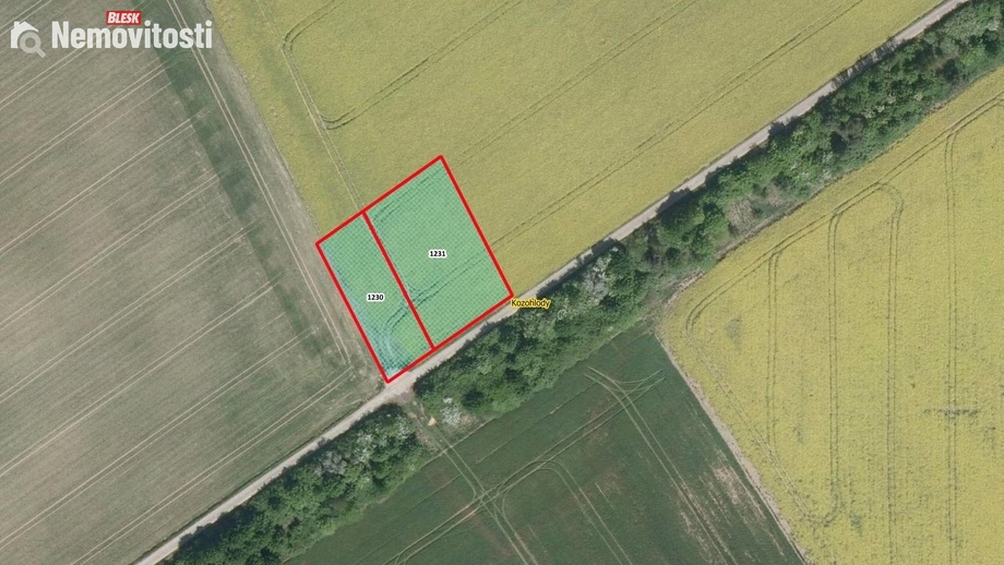Prodej podílu 4/15 pole 411 m², Vlkaneč - Kozohlody