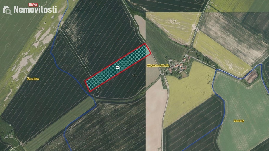 Prodej podílu 2/16 pole 5 000 m², Vlkaneč - Přibyslavice