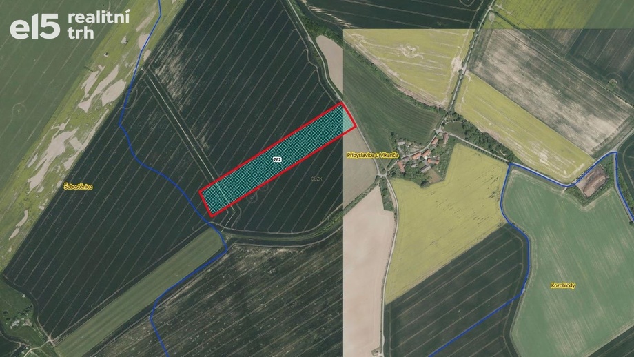 Prodej podílu 2/16 zemědělská půda, 5 000 m² - Vlkaneč - Přibyslavice