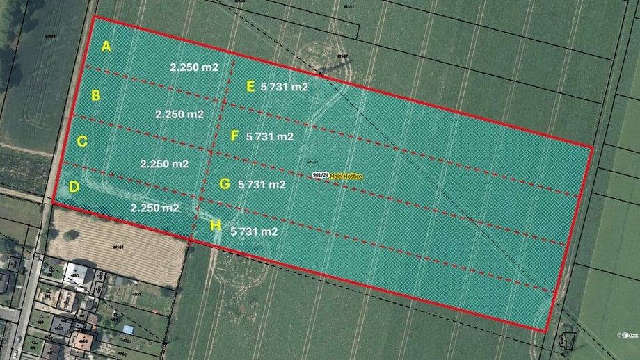 Prodej ostatní pozemky, 2 250 m² - Opava - Malé Hoštice