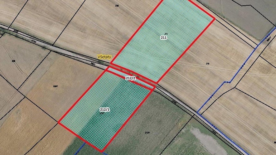 Prodej pole 4 469 m², Všetaty