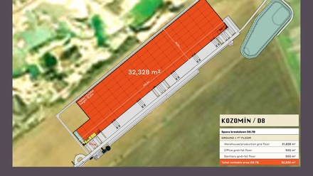 Pronájem skladu 15 715 m², Kozomín