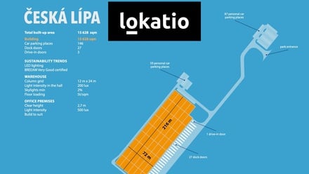 Pronájem skladu 15 628 m², Zákupy