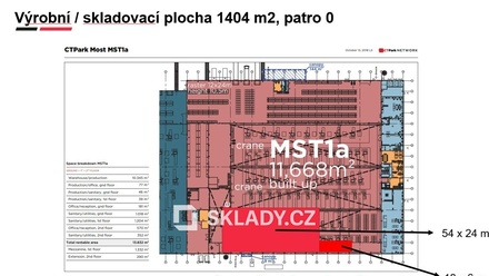Pronájem skladu 2 700 m², Most