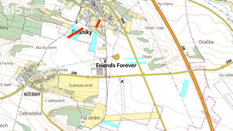 Prodej podílu 1/6 zemědělská půda, 15 071 m² - Dušníky