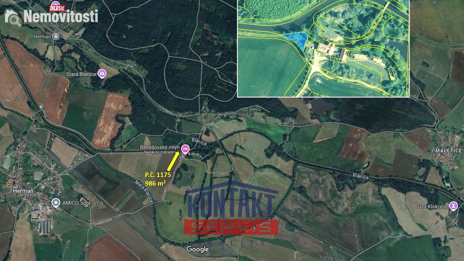 Prodej stavebního pozemku 986 m², Heřmaň