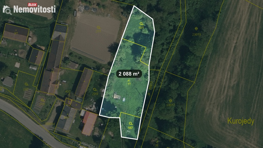 Prodej stavebního pozemku 2 088 m², Bor - Kurojedy