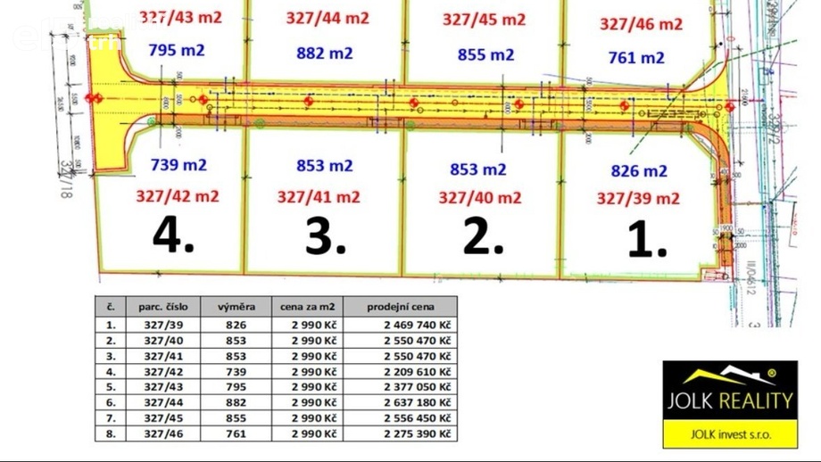 Prodej pozemky pro bydlení, 882 m² - Služovice - Vrbka