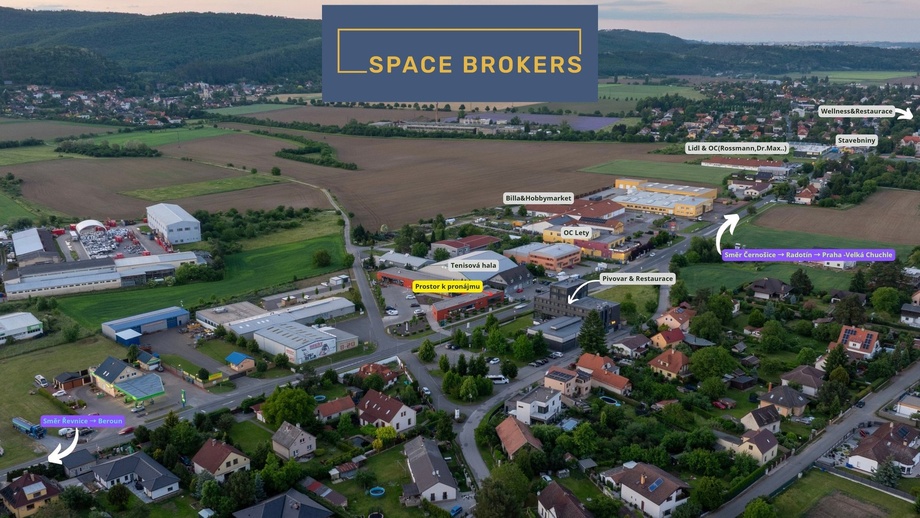Pronájem obchodní prostory, 220 m² - Lety