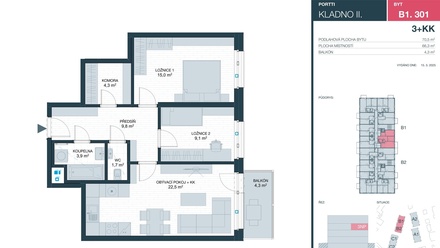 Prodej bytu 3+kk 66 m², Kladno