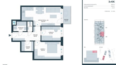 Prodej bytu 3+kk 66 m², Kladno