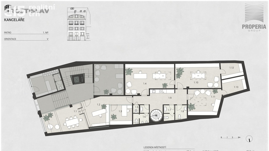 Pronájem kanceláře 178 m², Brno - Královo Pole