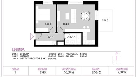 Prodej bytu 2+kk 50 m², Tišnov
