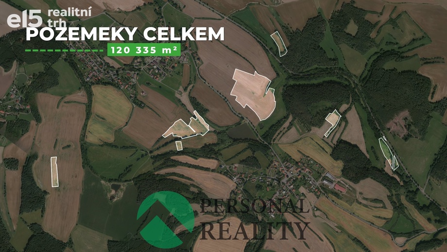 Prodej pole 120 335 m², Cetyně