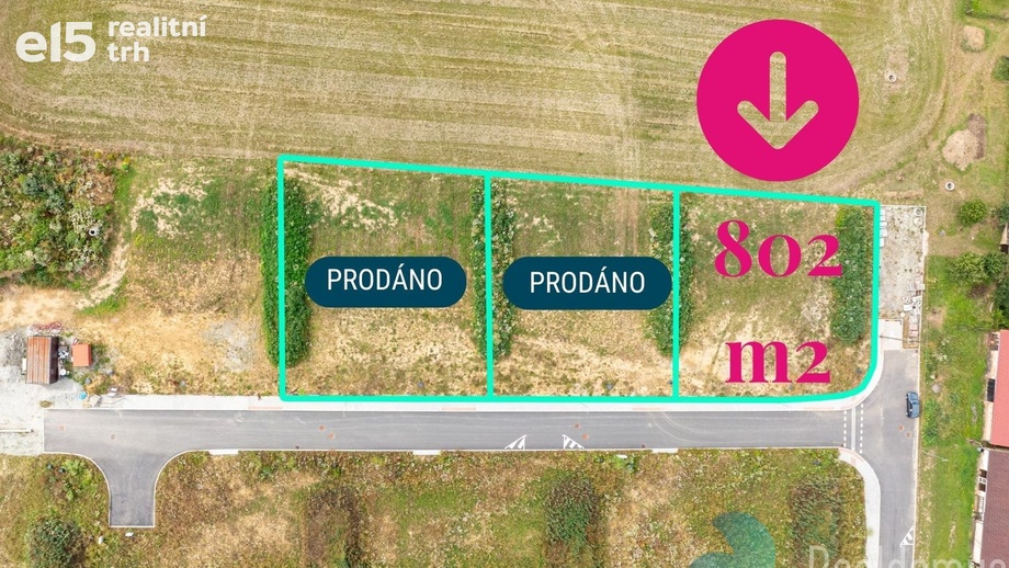 Prodej stavebního pozemku 802 m², Hůry