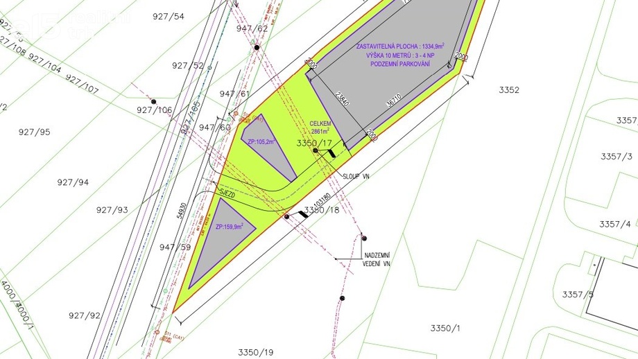 Prodej pozemky pro komerční výstavbu, 2 861 m² - Vyškov