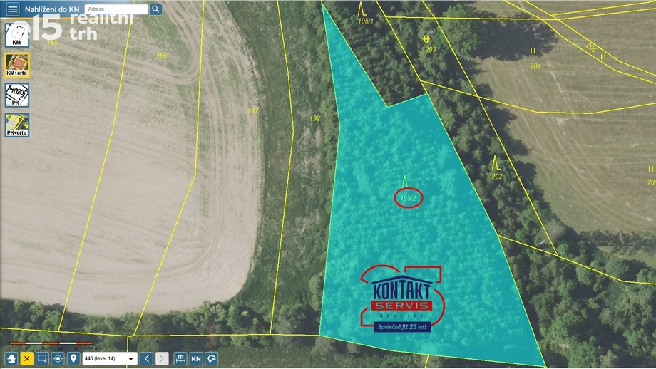 Prodej lesy, 3 869 m² - Pertoltice - Laziště