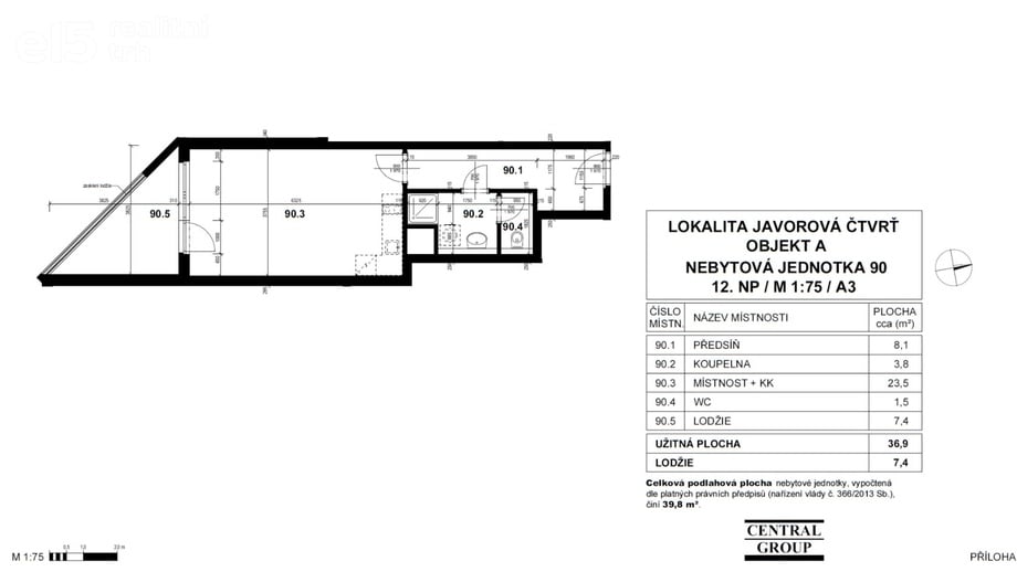 Prodej bytu 1+kk 40 m², Praha 15