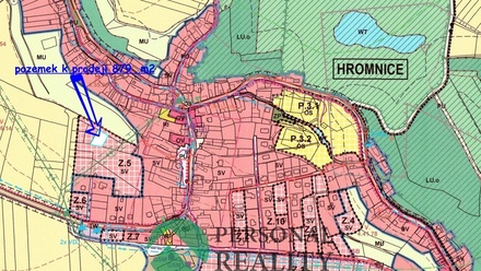 Prodej stavebního pozemku 879 m², Hromnice