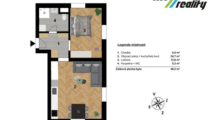 Prodej bytu 2+kk 49 m², Mcely