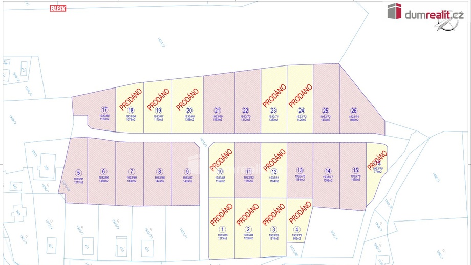 Prodej stavebního pozemku 1 424 m², Tři Sekery