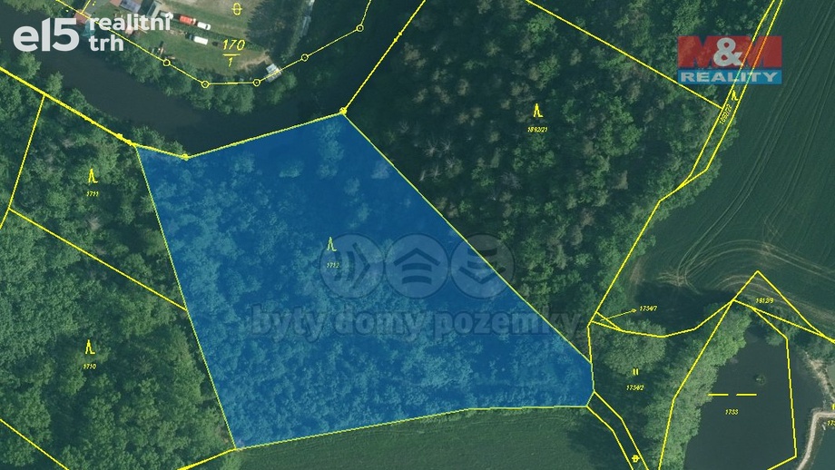 Prodej lesy, 9 272 m² - Římov - Branišovice
