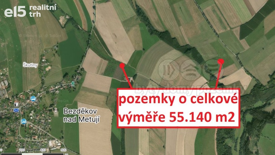Prodej zemědělská půda, 55 140 m² - Machov - Nízká Srbská