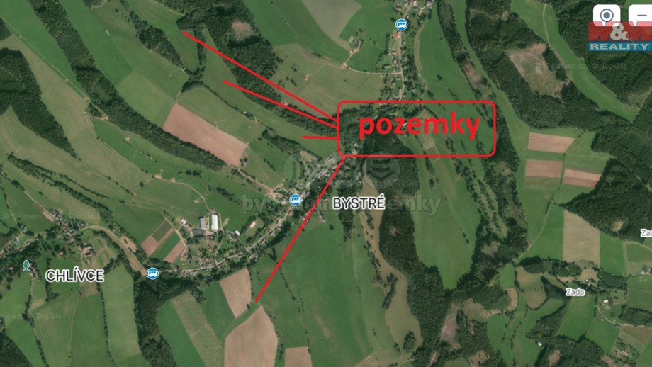 Prodej louky 121 606 m², Stárkov - Bystré