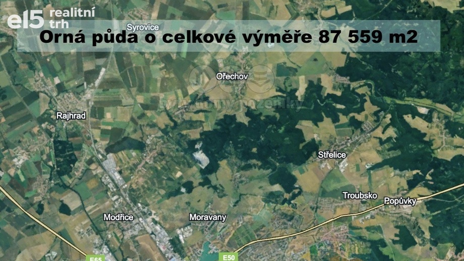 Prodej zemědělská půda, 87 559 m² - Ořechov