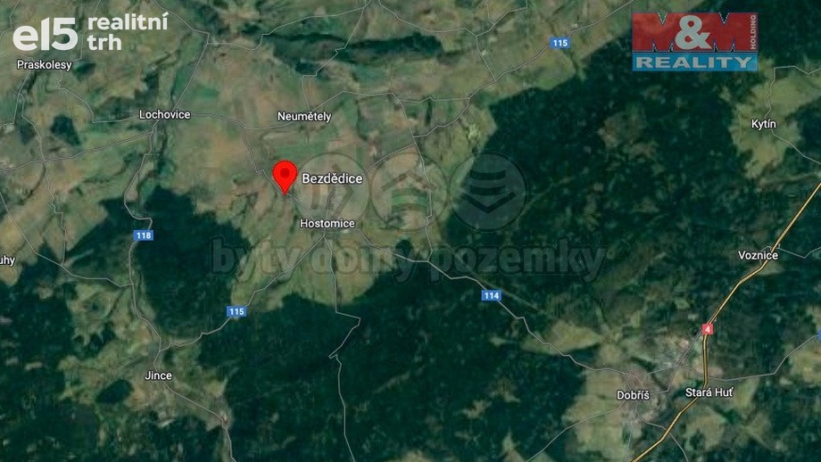 Prodej pozemky pro bydlení, 1 582 m² - Hostomice - Bezdědice