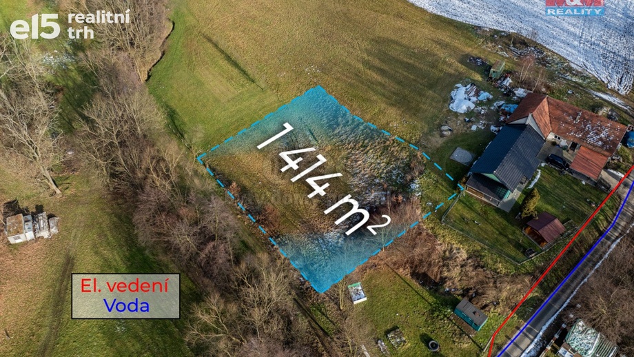 Prodej pozemky pro bydlení, 1 414 m² - Hustopeče nad Bečvou - Poruba