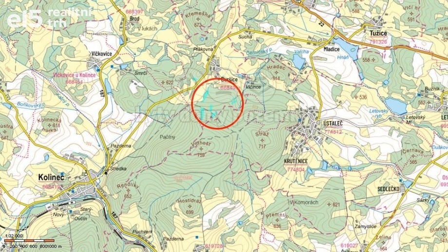 Prodej lesy, 41 551 m² - Kolinec - Buršice