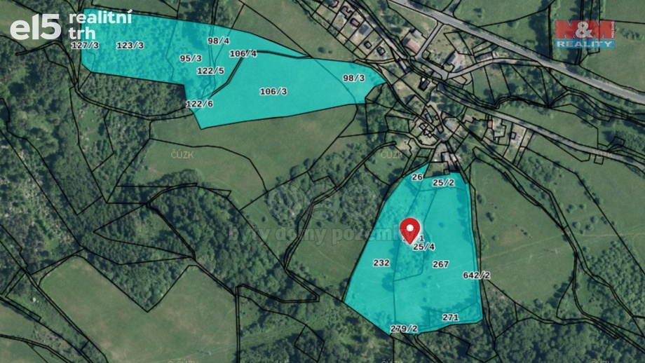 Prodej pozemky - trvalý travní porost, 125 233 m² - Krásný Les - Damice